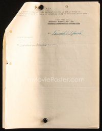 6t063 EDDIE ANDERSON signed contract '50 getting $1,600 as Rochester on the Jack Benny TV show!