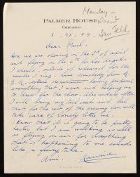 6t007 MAURICE CHEVALIER signed letter '59 wanting a dresser, everything happening is a fairy tale!