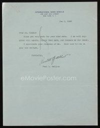 6t024 PAUL GALLICO signed letter '38 Kohner tried to sign him when he first became an agent!