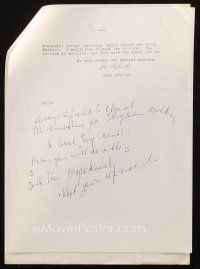 6t029 SVEN NYKVIST signed letter '71 about to make his first American movie, The Last Run!