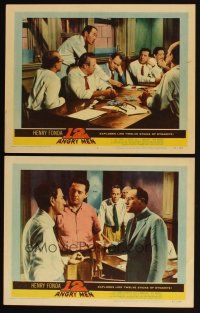 6w733 12 ANGRY MEN 2 LCs '57 Henry Fonda in Sidney Lumet's courtroom classic, great scenes!