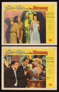 6w738 ABBOTT & COSTELLO MEET THE MUMMY 2 LCs '55 Bud & Lou with sexy Peggy King & Marie Windsor!