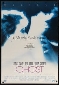 6y442 GHOST Aust 1sh '90 classic romantic close up of dead Patrick Swayze & sexy Demi Moore!