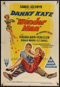 6y458 WONDER MAN Aust 1sh R50s Danny Kaye holds sexy Virginia Mayo + dancing Vera-Ellen!