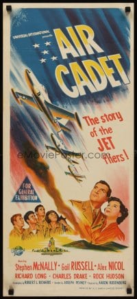 6y461 AIR CADET Aust daybill '51 the story of U.S. Air Force jet pilots, cool airplane art!