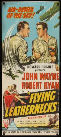 6y507 FLYING LEATHERNECKS Aust daybill '51 air-devils John Wayne & Robert Ryan, Howard Hughes!
