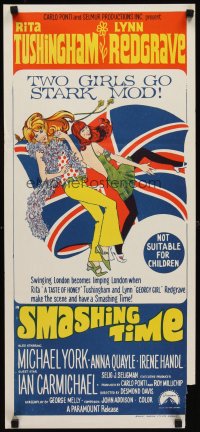 6y528 SMASHING TIME Aust daybill '67 Rita Tushingham & Lynn Redgrave go mod in swinging London!