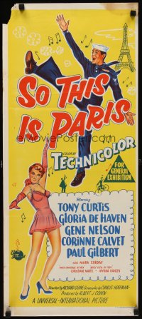 6y533 SO THIS IS PARIS Aust daybill '54 Tony Curtis is on leave and in love w/Gloria DeHaven!