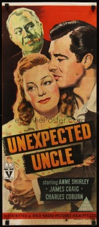 6y549 UNEXPECTED UNCLE Aust daybill '41 Anne Shirley, James Craig, Charles Coburn