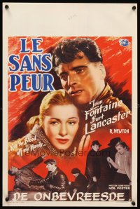 6y738 KISS THE BLOOD OFF MY HANDS Belgian '48 cool close-up art of Burt Lancaster & Joan Fontaine!