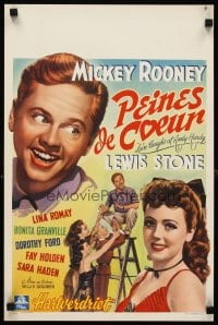 6y743 LOVE LAUGHS AT ANDY HARDY Belgian '47 wonderful artwork of Mickey Rooney with sexy girls!