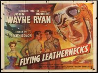 6y183 FLYING LEATHERNECKS British quad '51 art of air-devils John Wayne & Robert Ryan, Hughes!