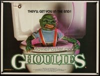 6y185 GHOULIES British quad '85 wacky image of goblin in toilet, they'll get you in the end!
