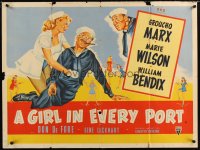 6y186 GIRL IN EVERY PORT British quad '52 art of wacky sailor Groucho Marx & sexy Marie Wilson!
