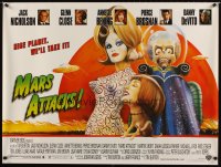 6y191 MARS ATTACKS! DS British quad '96 directed by Tim Burton, great sci-fi art by Philip Castle!