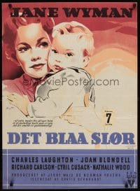 6y570 BLUE VEIL Danish '52 Charles Laughton, Joan Blondell, cool art of Jane Wyman!