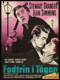 6y594 FOOTSTEPS IN THE FOG Danish '56 was Stewart Granger there to kiss or kill Jean Simmons!
