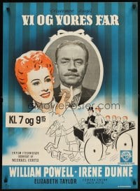 6y610 LIFE WITH FATHER Danish '49 image of William Powell & cool art of Irene Dunne!