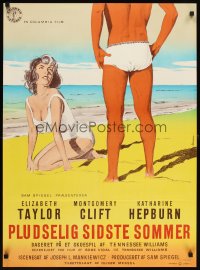 6y630 SUDDENLY, LAST SUMMER Danish '60 artwork of super sexy Elizabeth Taylor in swimsuit!
