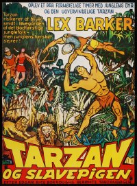 6y635 TARZAN & THE SLAVE GIRL Danish R70s art of Lex Barker fighting off invaders!