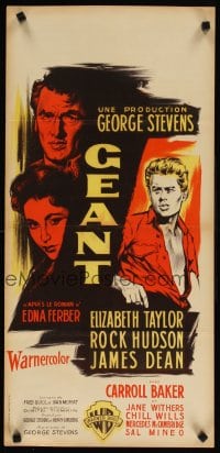 6y230 GIANT French '57 George Stevens directed, art of James Dean, Liz Taylor, Rock Hudson!