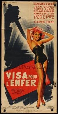 6y232 VISA POUR L'ENFER French '59 Alfred Rode, art of sexy Claudine Dupuis in lingerie!