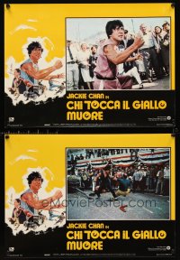 6y382 BIG BRAWL set of 8 Italian 13x18 pbustas '80 early Jackie Chan, kung fu fight to the finish!