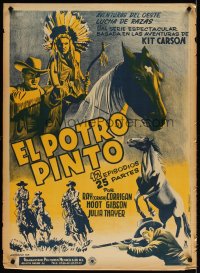 6y033 PAINTED STALLION Mexican poster '37 wonderful Flores art from Crash Corrigan serial!