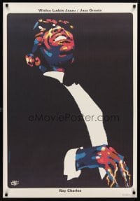6y332 RAY CHARLES: JAZZ GREATS Polish commercial poster '90 art of musician by Swierzy!
