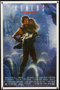 7b014 ALIENS 1sh '86 James Cameron, Signourney Weaver as Ripley, this time it's war!
