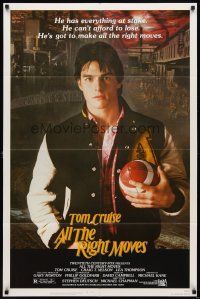 7b015 ALL THE RIGHT MOVES 1sh '83 close up of high school football player Tom Cruise!