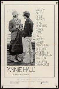 7b030 ANNIE HALL 1sh '77 full-length Woody Allen & Diane Keaton in a nervous romance!
