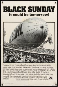 7b055 BLACK SUNDAY 1sh '77 Frankenheimer, Goodyear Blimp zeppelin disaster at the Super Bowl!