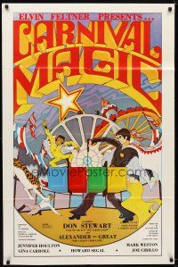 7b093 CARNIVAL MAGIC 1sh '81 Don Stewart, talking chimpanzee, cool circus artwork!