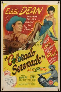 7b115 COLORADO SERENADE 1sh '46 cowboy Eddie Dean sings for sexy full-length Abigail Adams!