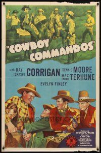 7b123 COWBOY COMMANDOS 1sh '43 Range Busters, Crash Corrigan, Dennis Moore & Max Terhune!