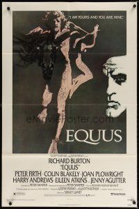 7b189 EQUUS 1sh '77 Richard Burton, Jenny Agutter, Peter Firth, art by Bob Peak!