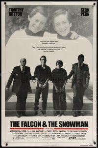 7b204 FALCON & THE SNOWMAN 1sh '85 Sean Penn, Timothy Hutton, John Schlesigner directed!