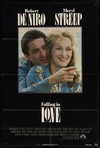 7b206 FALLING IN LOVE 1sh '84 romantic close-up of Robert De Niro & Meryl Streep!