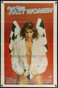 7b214 FAST CARS FAST WOMEN 1sh '81 sexy girl wearing racing jacket, Ron Jeremy, x-rated!