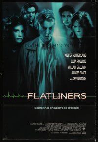 7b228 FLATLINERS 1sh '90 Kiefer Sutherland, Julia Roberts, Kevin Bacon, Baldwin!