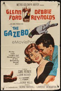7b259 GAZEBO 1sh '60 great romantic art of Glenn Ford w/pigeon on head & Debbie Reynolds!