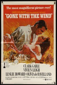7b271 GONE WITH THE WIND 1sh R80s Clark Gable, Vivien Leigh, de Havilland, all-time classic!