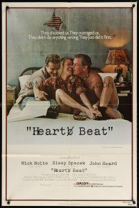 7b298 HEART BEAT 1sh '80 Nick Nolte, Sissy Spacek, & John Heard in bed together!