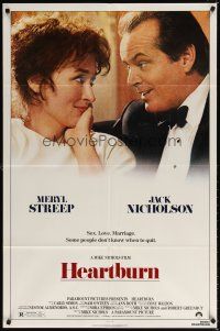 7b299 HEARTBURN 1sh '86 close-up of Jack Nicholson & Meryl Streep, directed by Mike Nichols!