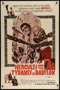 7b311 HERCULES & THE TYRANTS OF BABYLON 1sh '64 Peter Lupus as Rock Stevens, Helga Line!