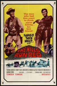 7b319 HILLS RUN RED 1sh '67 Carlo Lizzani's Un Fiume di dollari, spaghetti western!