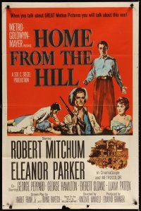 7b326 HOME FROM THE HILL 1sh '60 art of Robert Mitchum, Eleanor Parker & George Peppard!