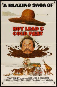 7b340 HOT LEAD & COLD FEET 1sh '78 Disney, Robert Butler directed, wacky artwork of Don Knotts!