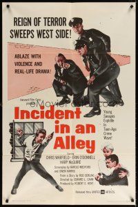 7b373 INCIDENT IN AN ALLEY 1sh '62 young savages explode in teen-age crime wave!